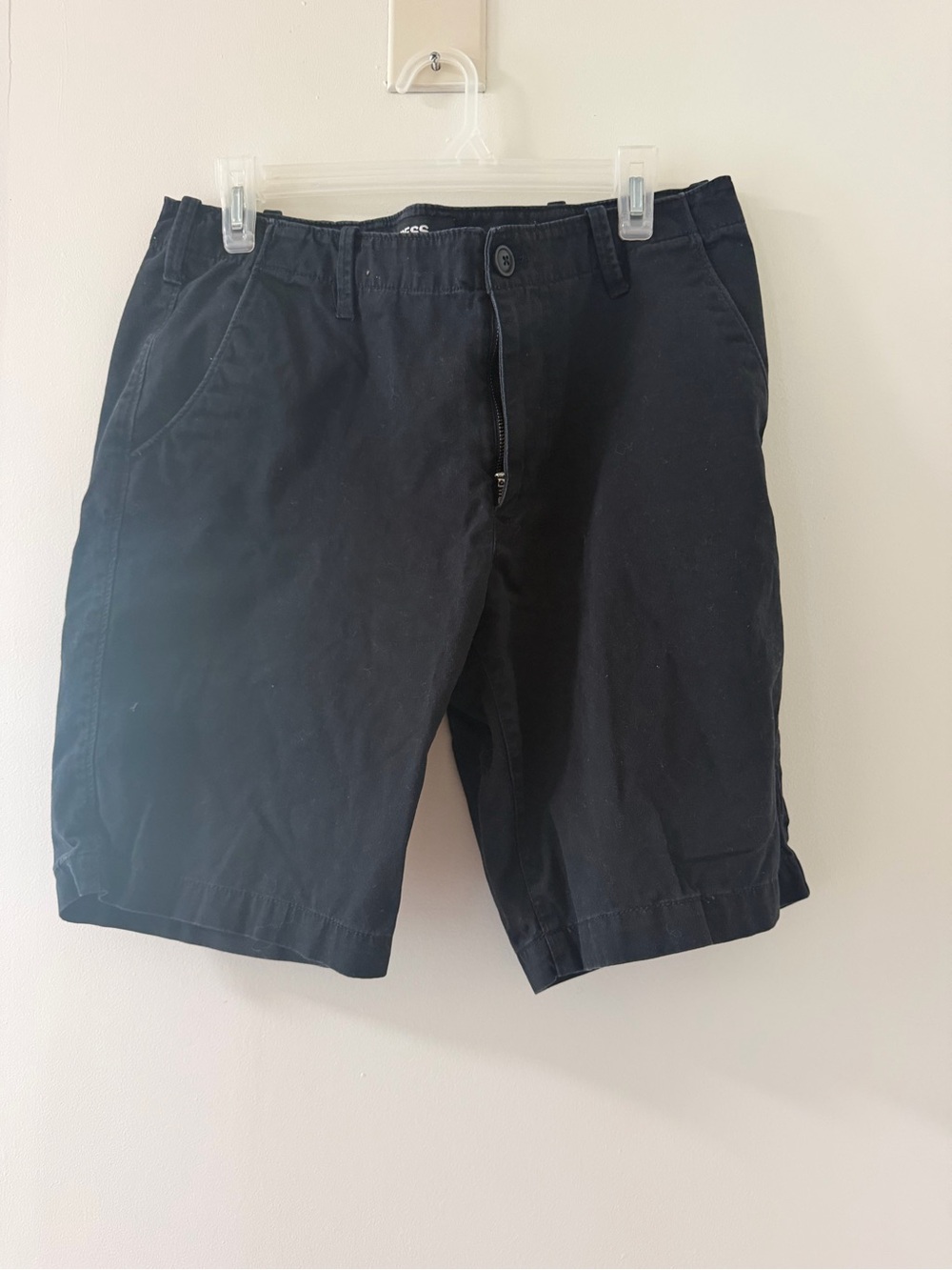 Express Chino Shorts Mens 32 Black Good Flat Front Classic 10in Inseam